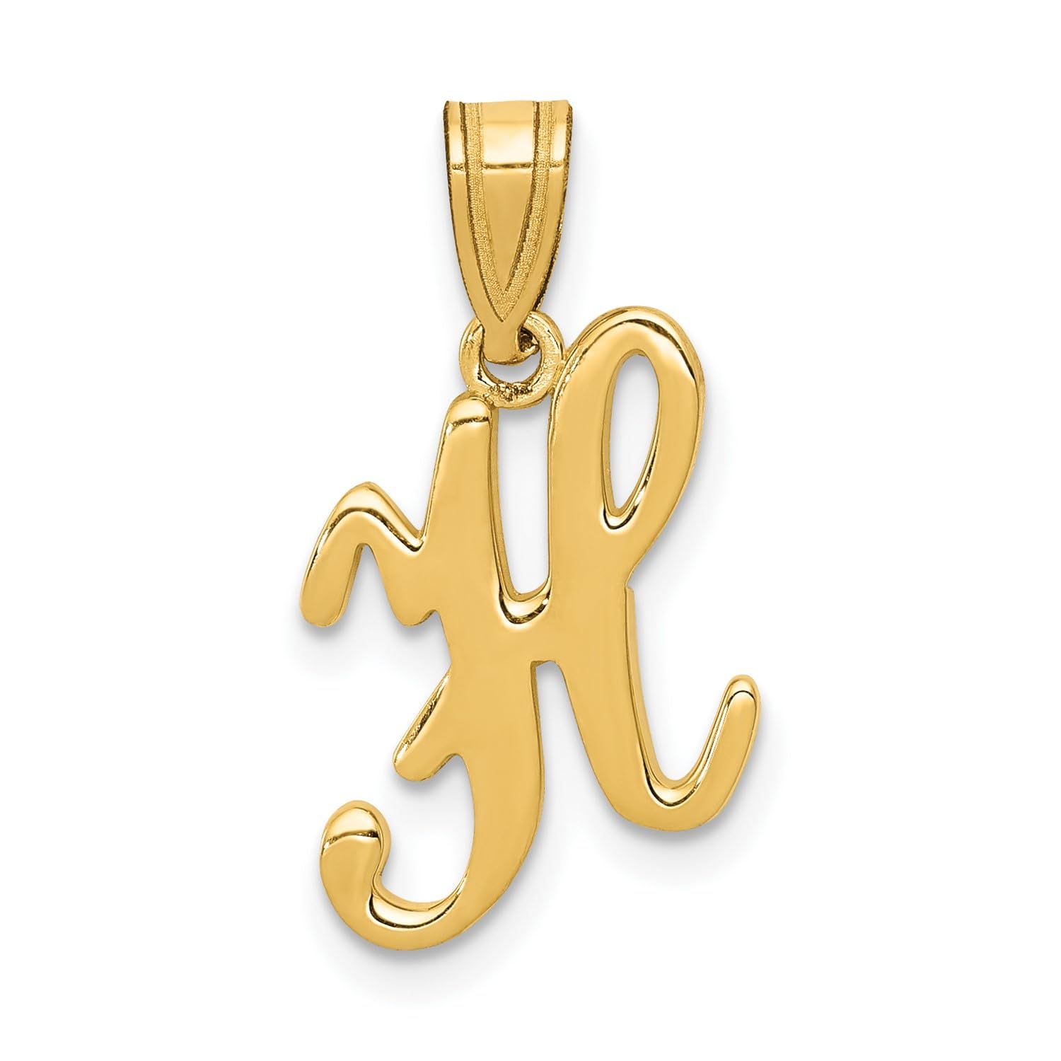 14K Yellow Gold Script Font Initial Monogram Pendant, 13mm