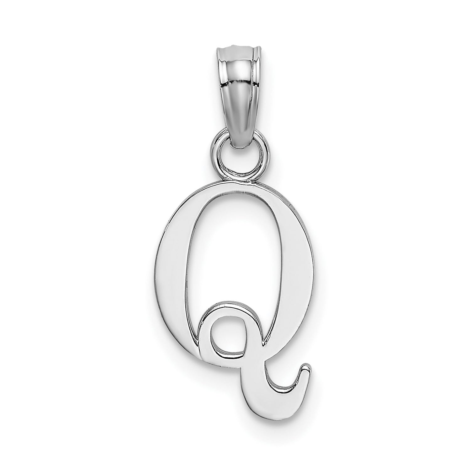 14K White Gold Block Font Letter Initial Pendant, 12x13mm