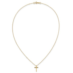 Jewelry Affairs 14k Yellow Gold Diamond Cross Pendant Necklace, 15 Inch Chain, 0.01ct