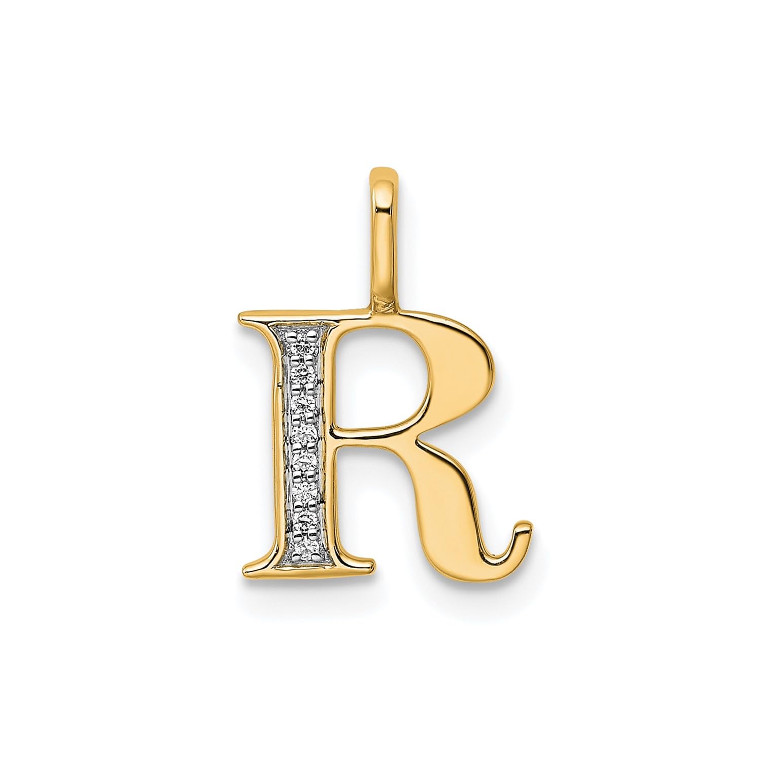 14K Yellow Gold Initial Monogram Letter Diamond Pendant