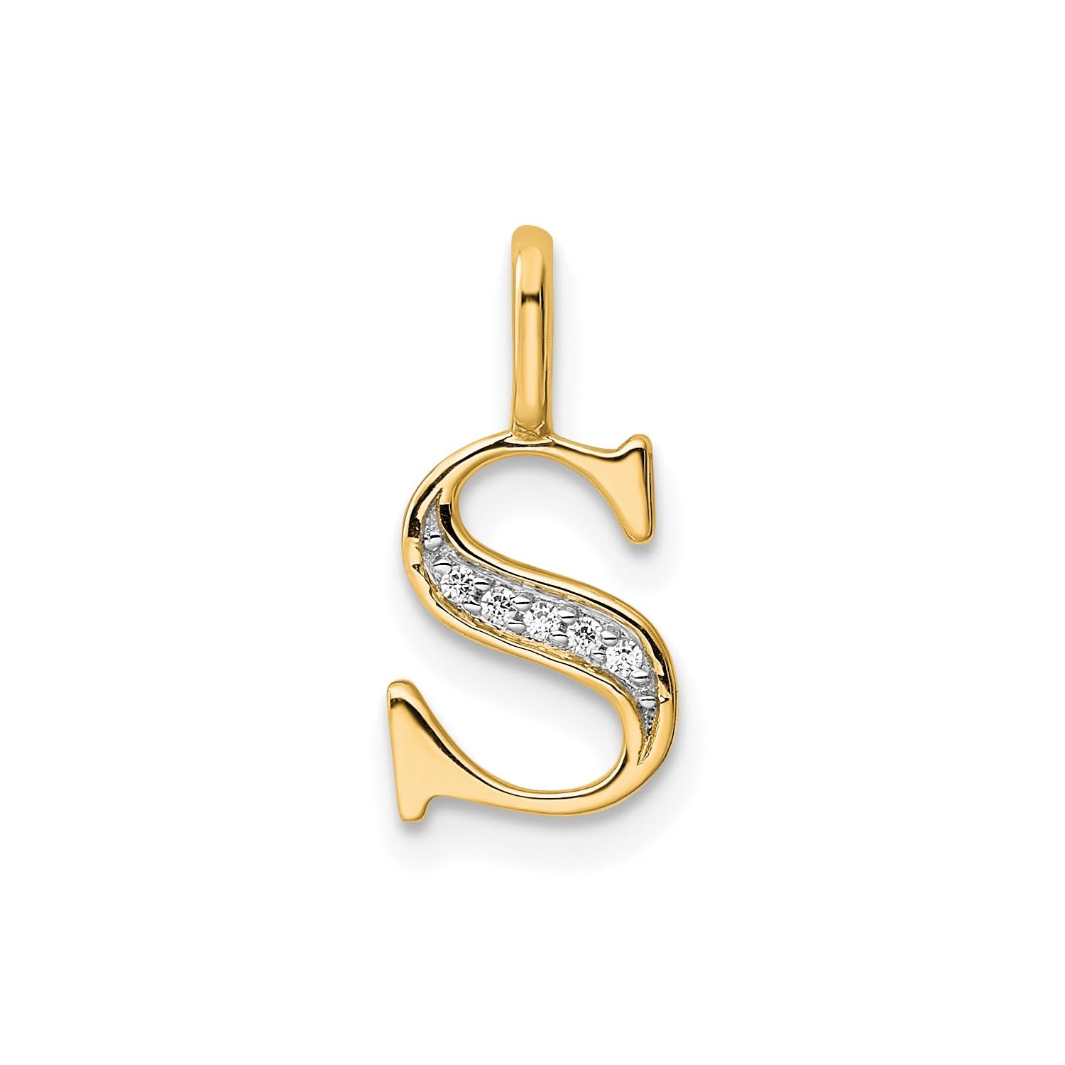 14K Yellow Gold Initial Monogram Letter Diamond Pendant