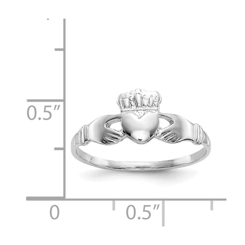 14k White Gold Women's Claddagh Ring, Size 6