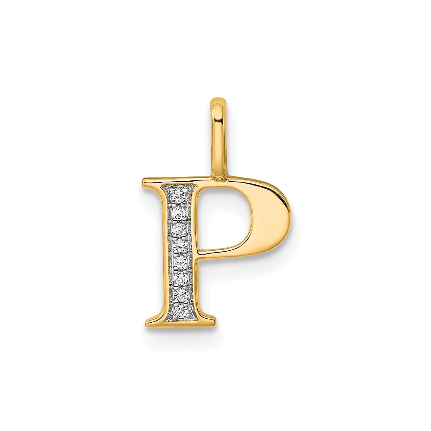 14K Yellow Gold Initial Monogram Letter Diamond Pendant