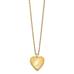 Jewelry Affairs 14k Yellow Gold Filled Engraved Heart Locket Chain Necklace, 18 Inch