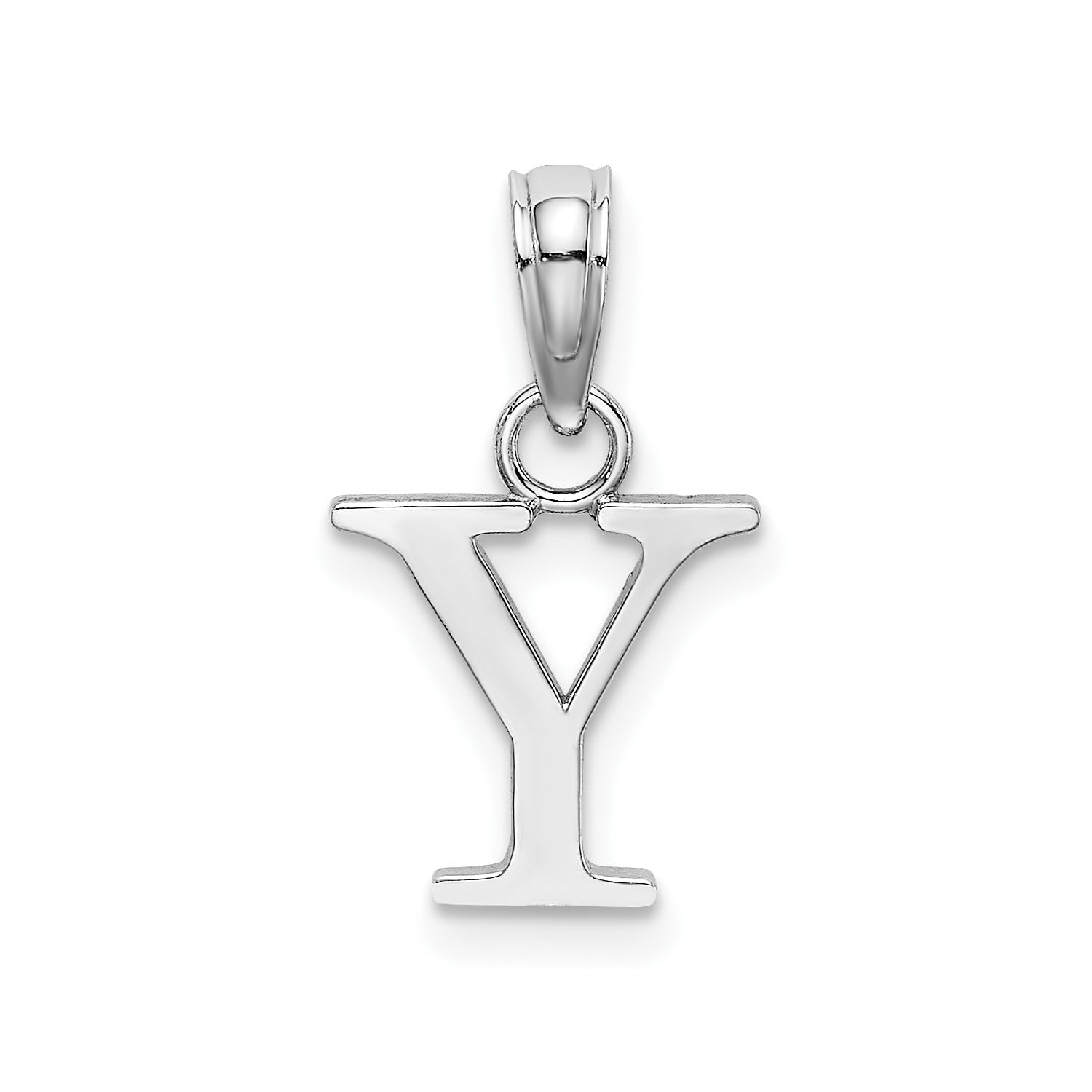 14K White Gold Block Font Letter Initial Pendant, 12x13mm