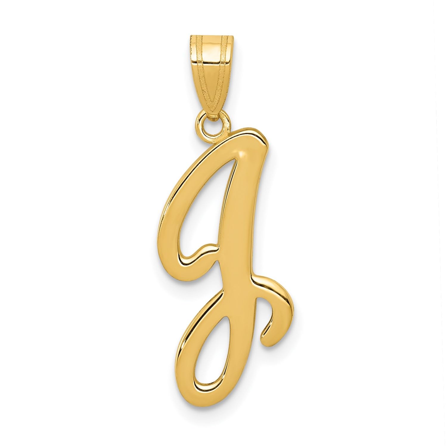 14K Yellow Gold Script Font Initial Monogram Pendant, 13mm