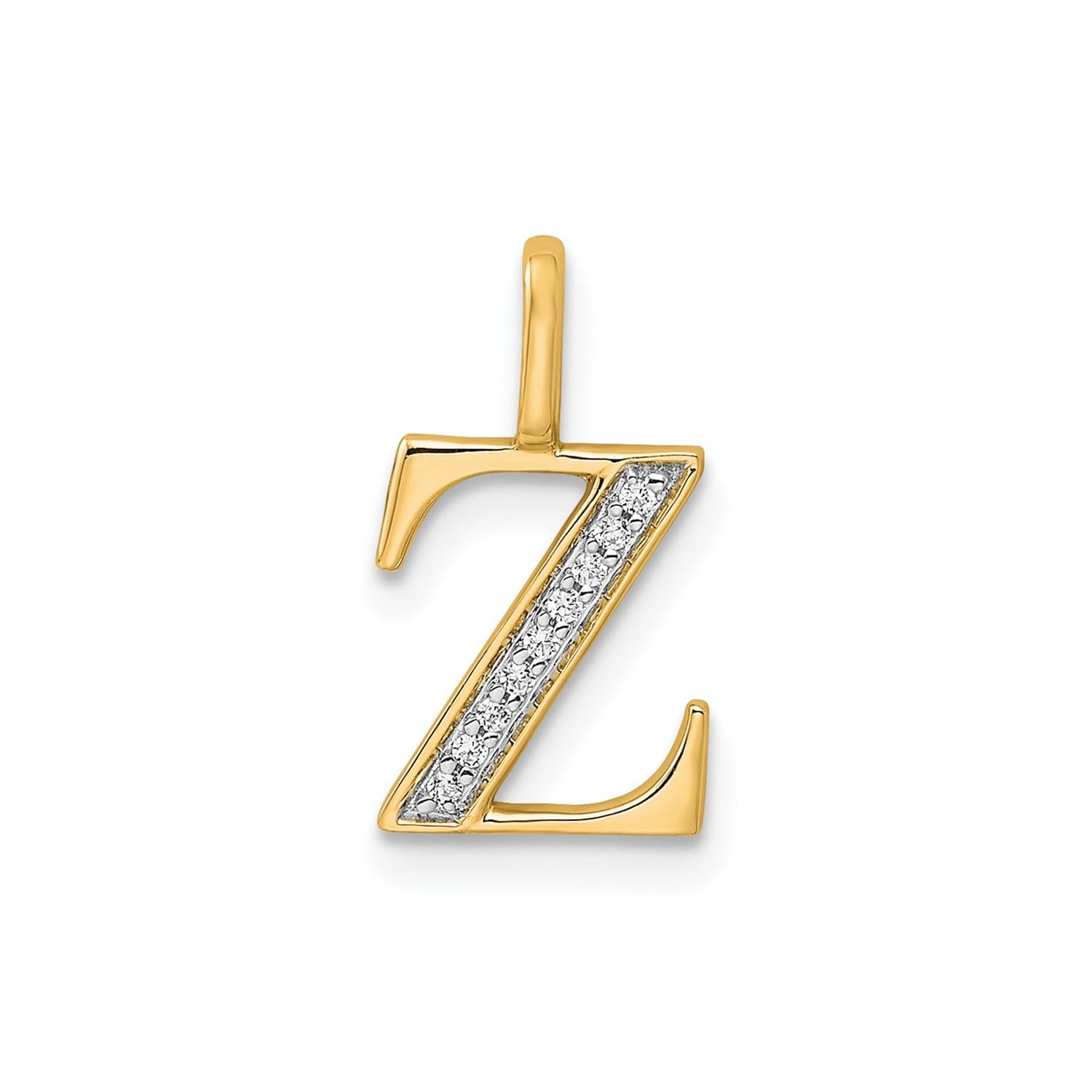 14K Yellow Gold Initial Monogram Letter Diamond Pendant