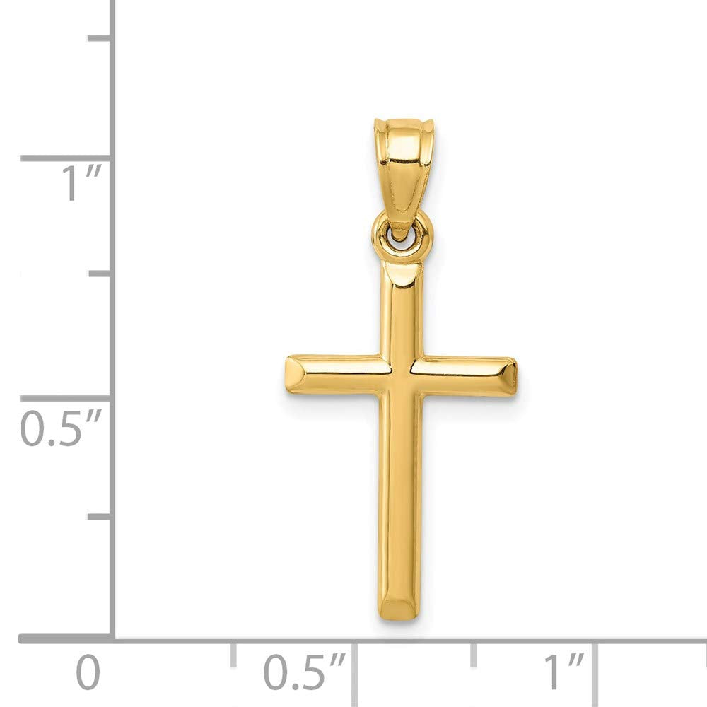 Jewelry Affairs Yellow Gold Cross Pendant Charm, High Polished Finish, 25x12mm (Yellow Gold)