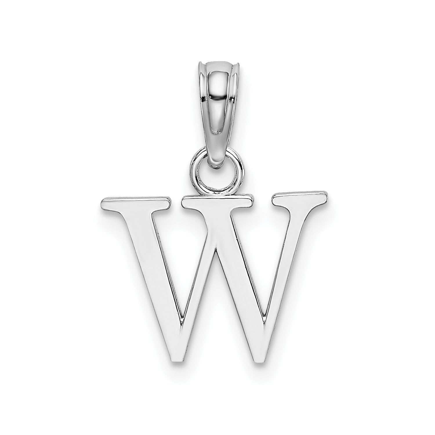 14K White Gold Block Font Letter Initial Pendant, 12x13mm