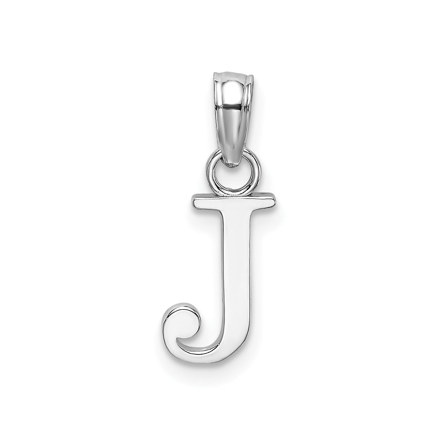 14K White Gold Block Font Letter Initial Pendant, 12x13mm