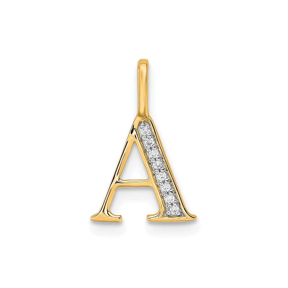 14K Yellow Gold Initial Monogram Letter Diamond Pendant