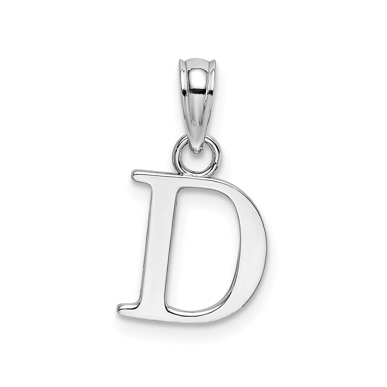 14K White Gold Block Font Letter Initial Pendant, 12x13mm