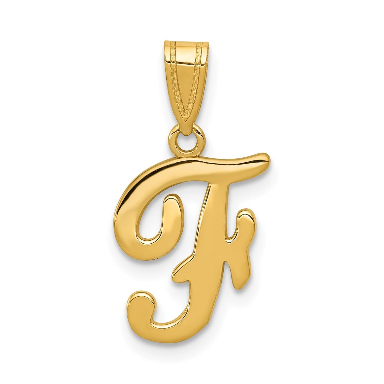 14K Yellow Gold Script Font Initial Monogram Pendant, 13mm