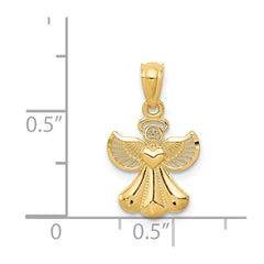 Jewelry Affairs 14k Yellow Gold Angel Pendant with Heart Design, 20x11 mm