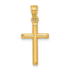 Jewelry Affairs Yellow Gold Cross Pendant Charm, High Polished Finish, 25x12mm (Yellow Gold)