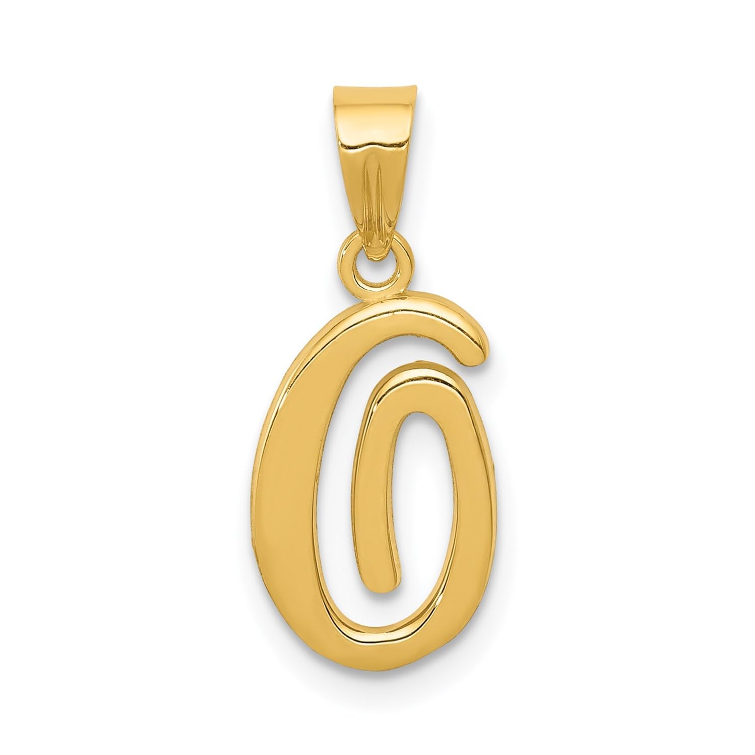 14K Yellow Gold Script Font Initial Monogram Pendant, 13mm