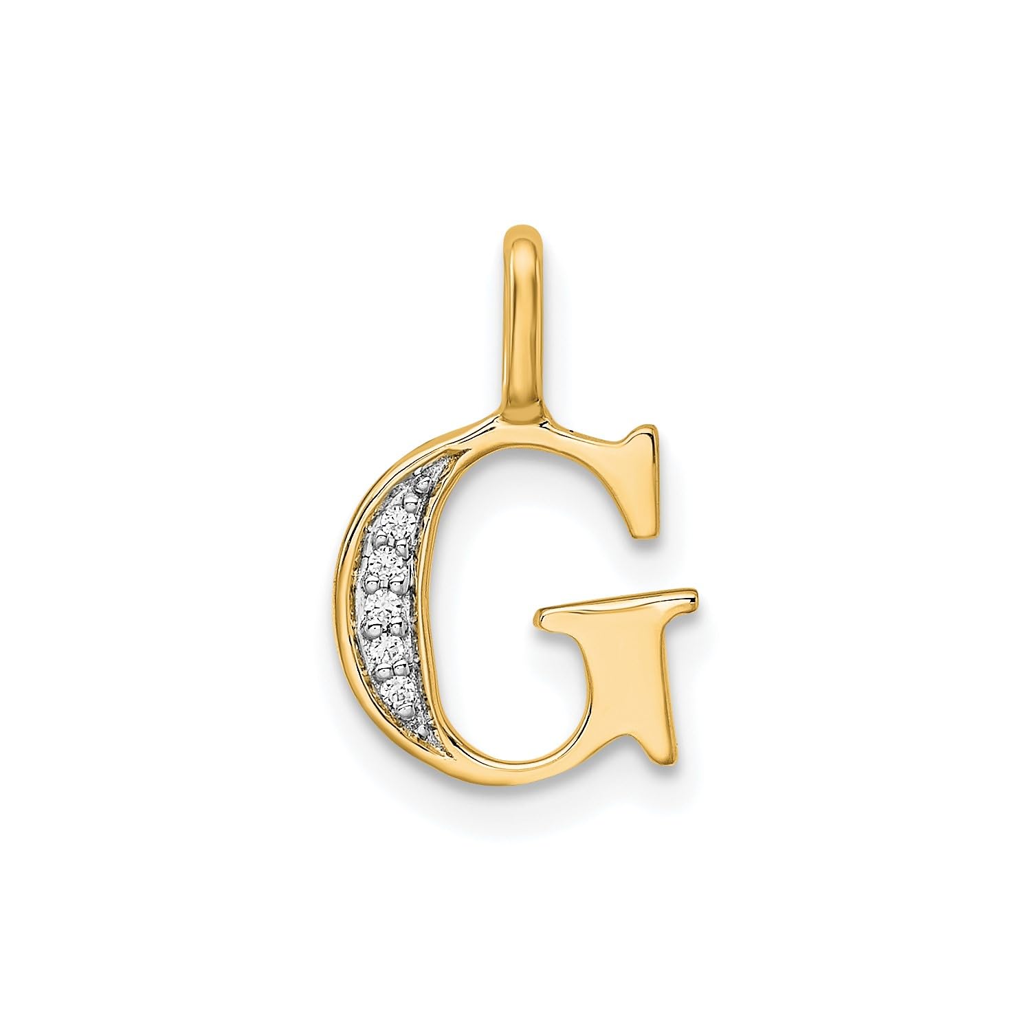 14K Yellow Gold Initial Monogram Letter Diamond Pendant