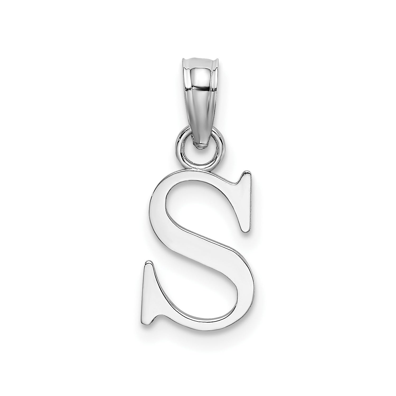 14K White Gold Block Font Letter Initial Pendant, 12x13mm