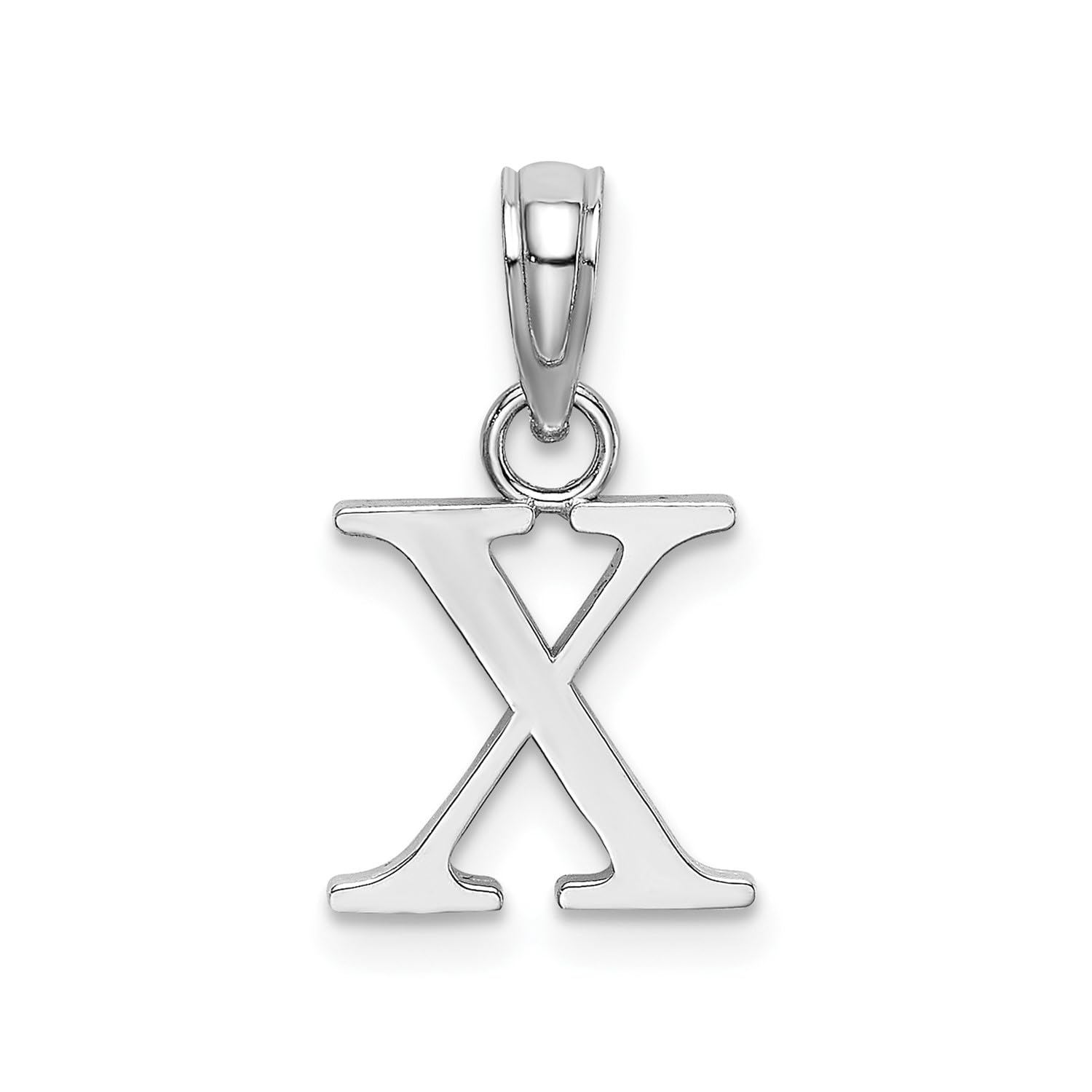 14K White Gold Block Font Letter Initial Pendant, 12x13mm