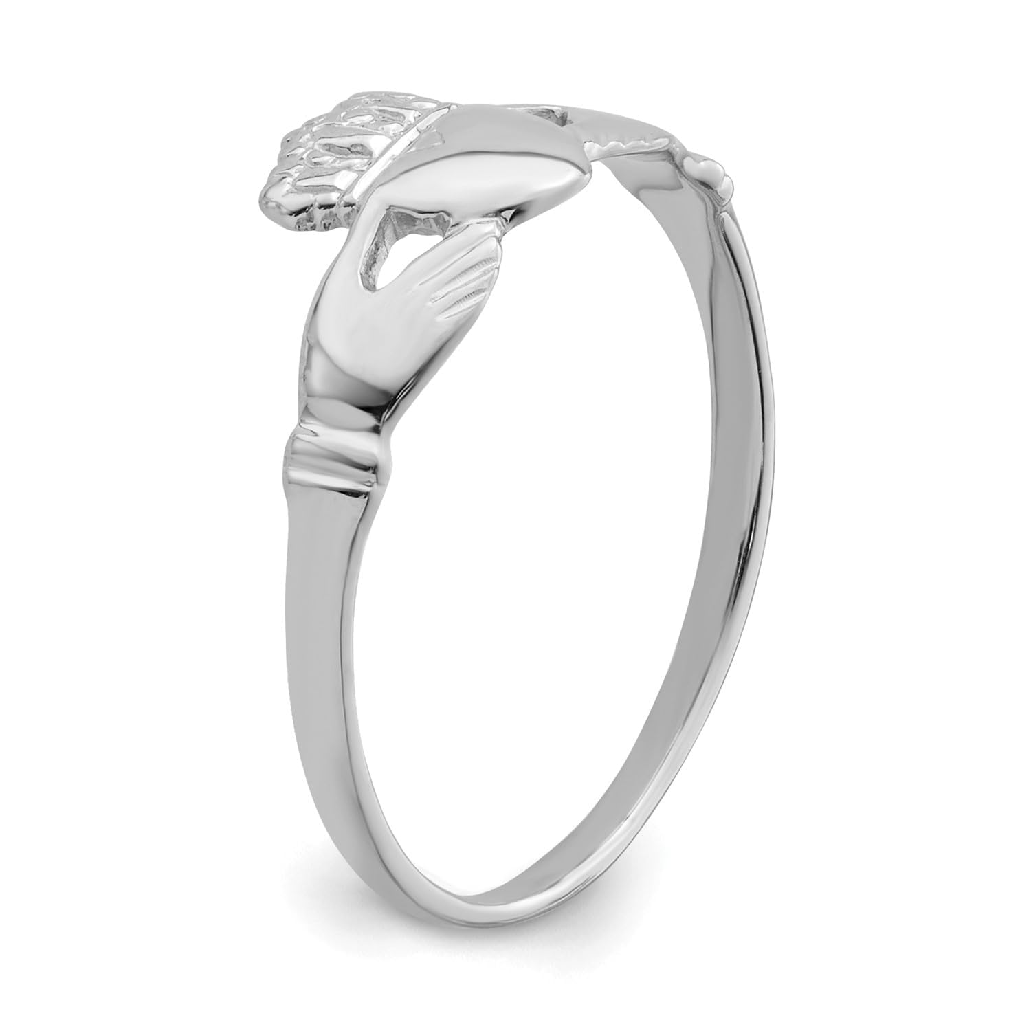 14k White Gold Women's Claddagh Ring, Size 6