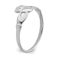 14k White Gold Women's Claddagh Ring, Size 6