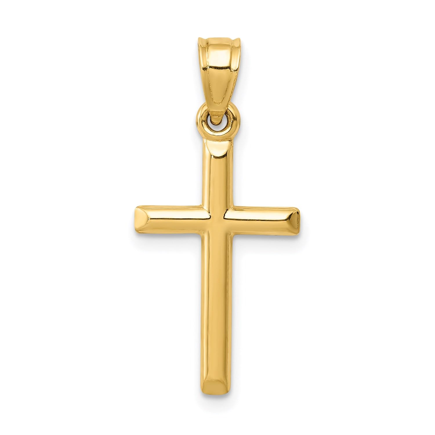 Jewelry Affairs Yellow Gold Cross Pendant Charm, High Polished Finish, 25x12mm (Yellow Gold)