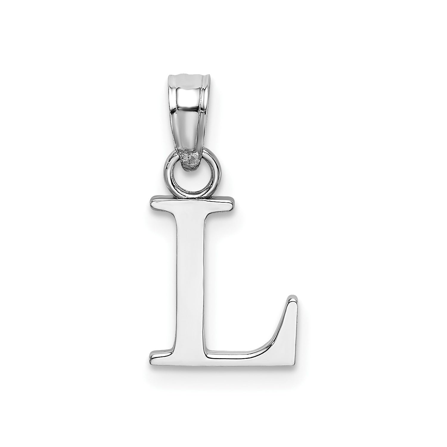 14K White Gold Block Font Letter Initial Pendant, 12x13mm