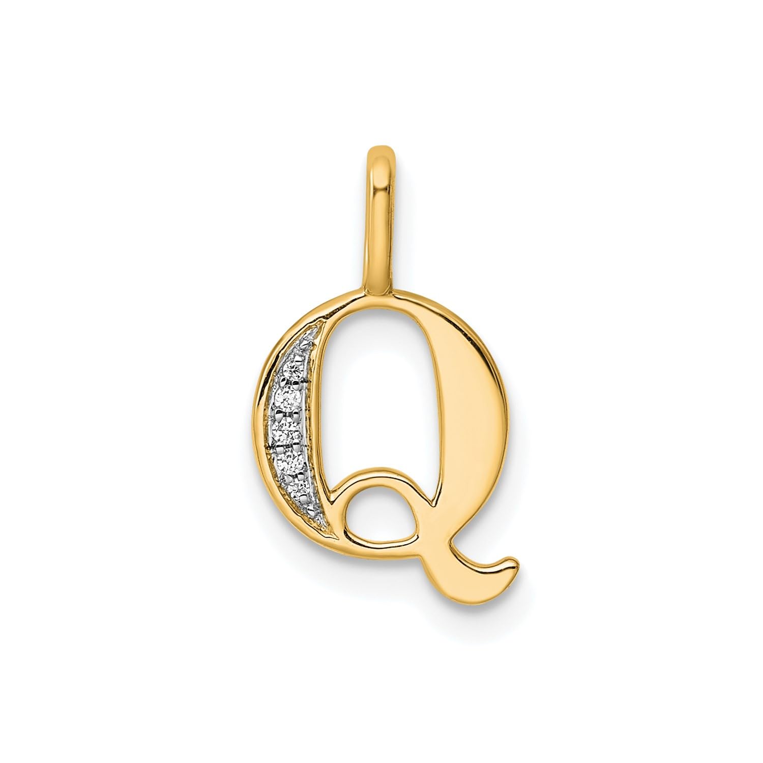 14K Yellow Gold Initial Monogram Letter Diamond Pendant