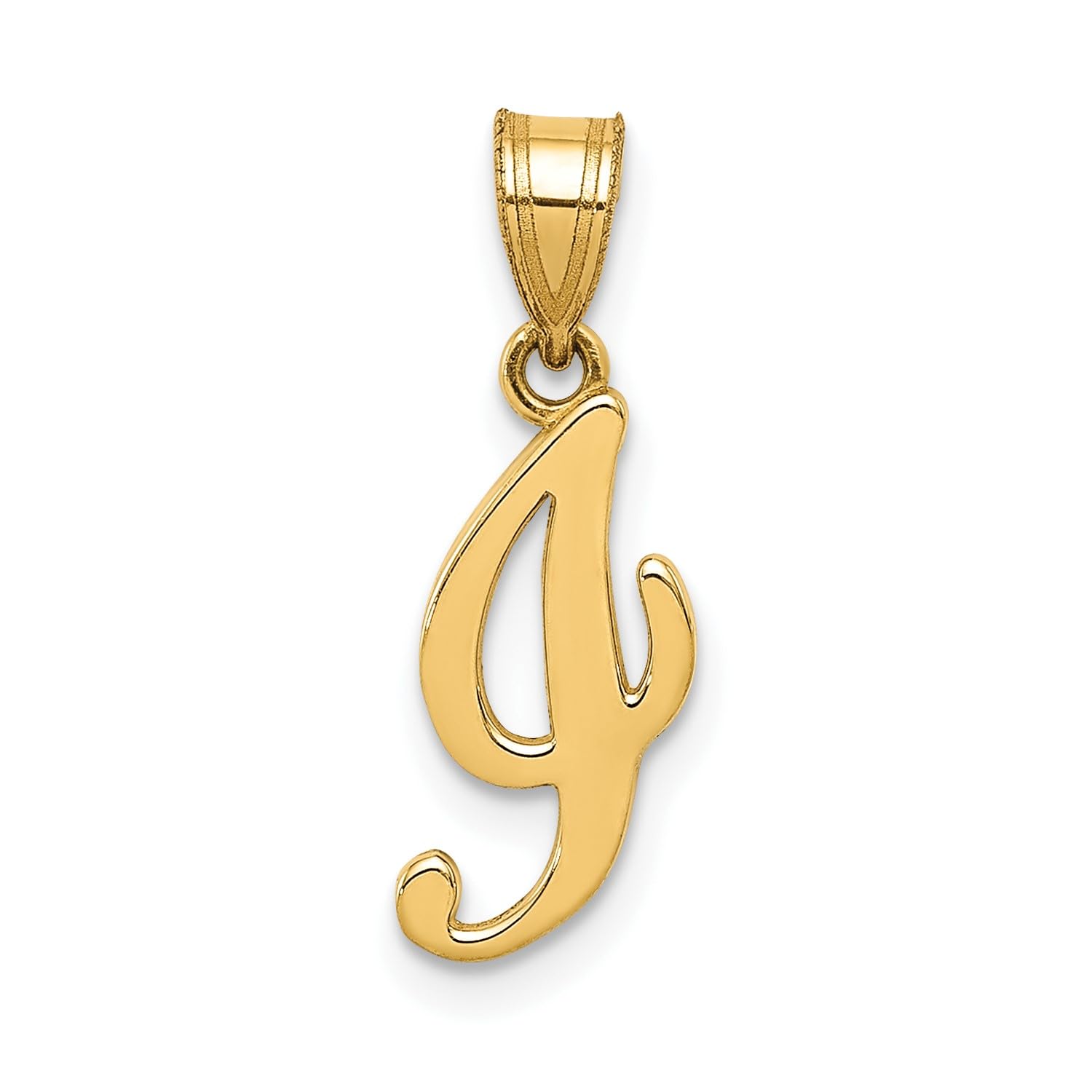 14K Yellow Gold Script Font Initial Monogram Pendant, 13mm