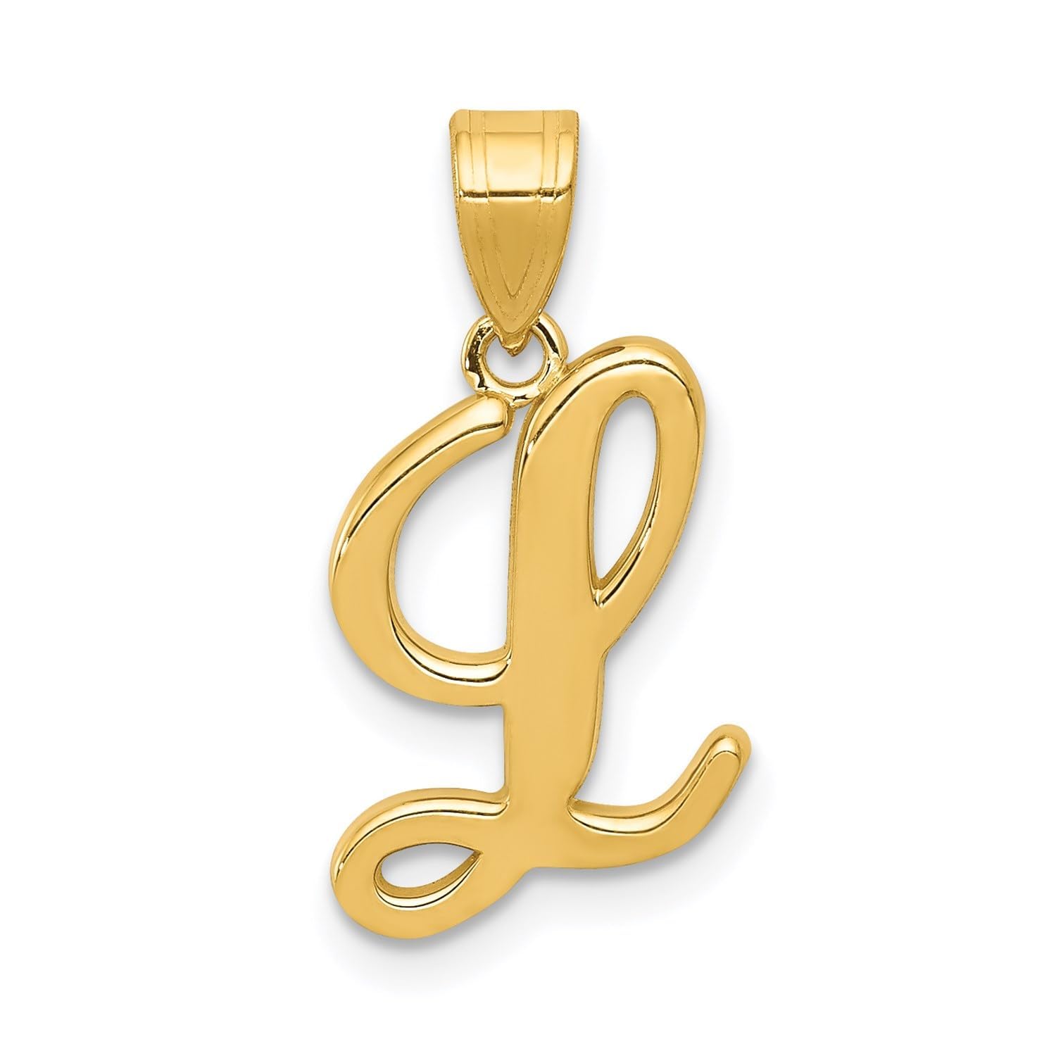 14K Yellow Gold Script Font Initial Monogram Pendant, 13mm