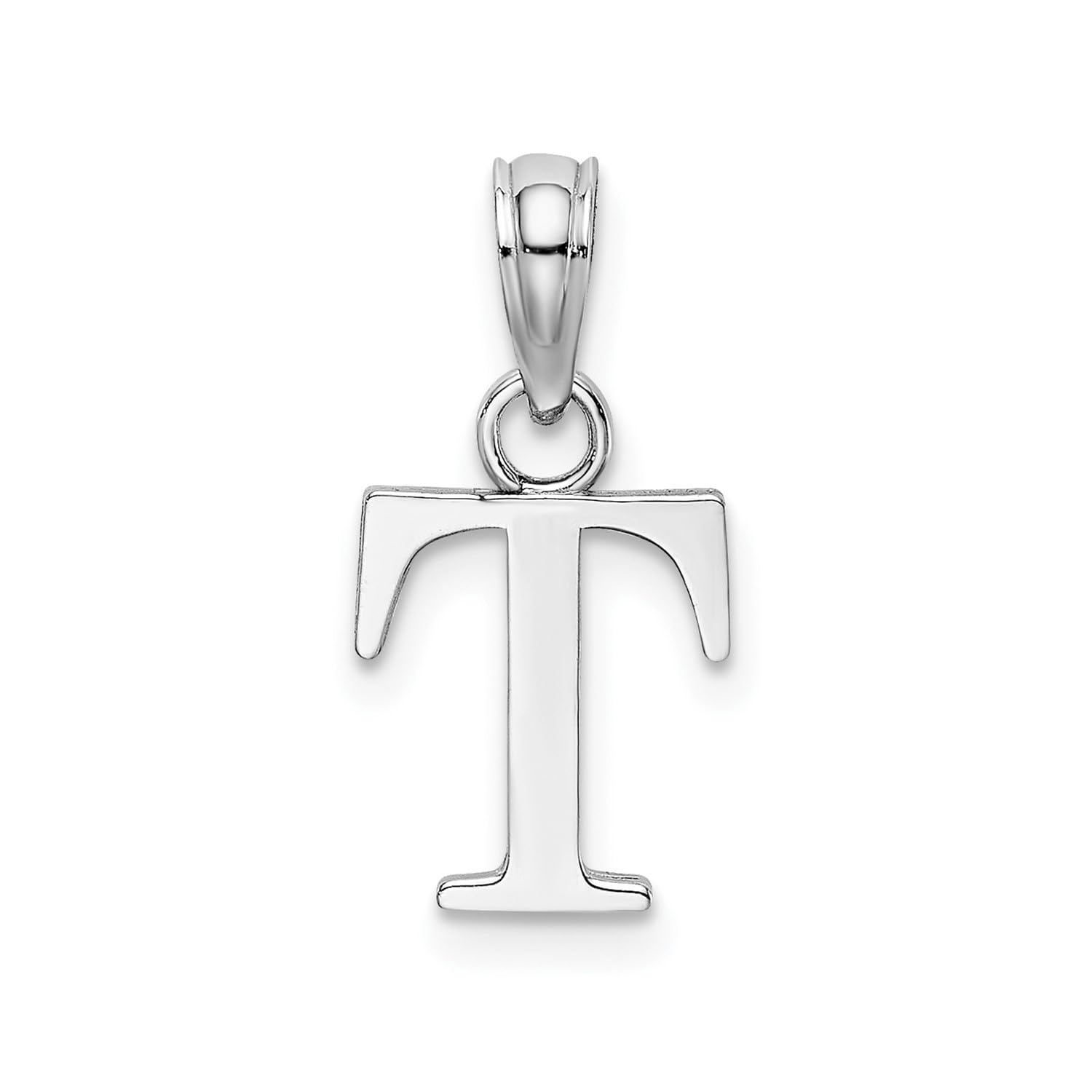 14K White Gold Block Font Letter Initial Pendant, 12x13mm