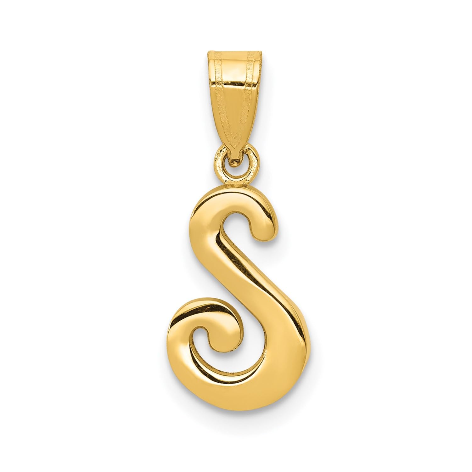 14K Yellow Gold Script Font Initial Monogram Pendant, 13mm