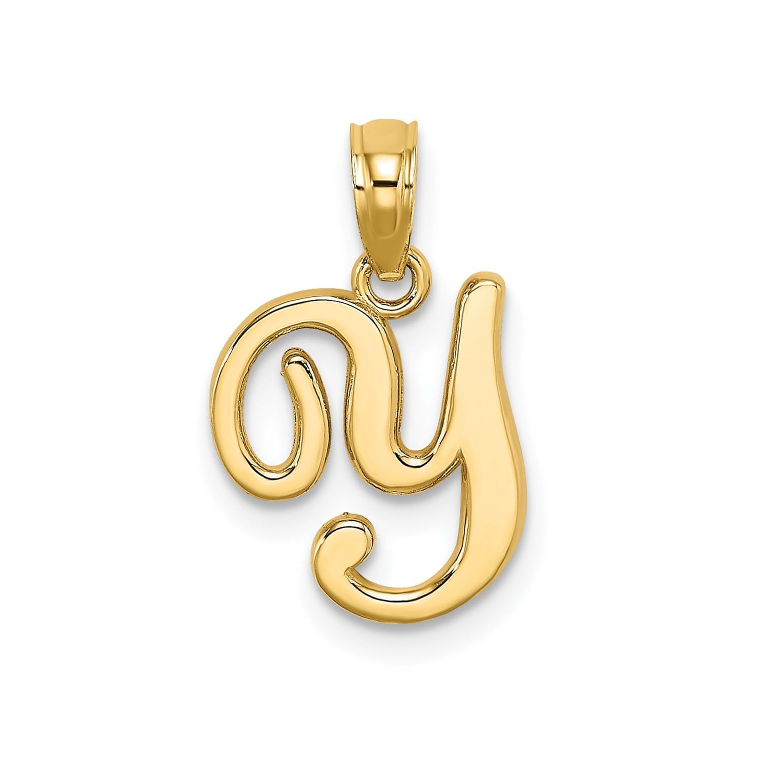 14K Yellow Gold Script Font Initial Monogram Pendant, 13mm