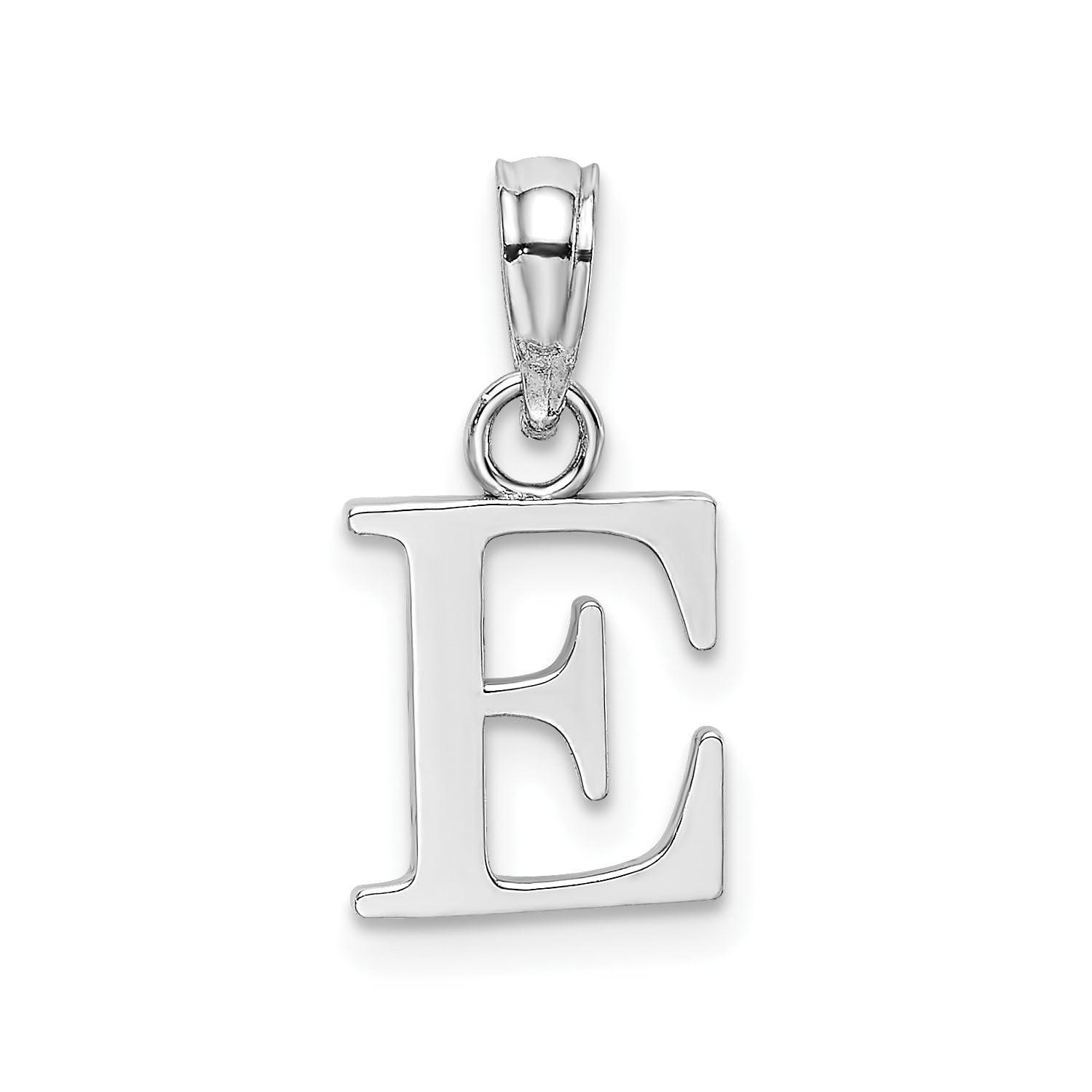 14K White Gold Block Font Letter Initial Pendant, 12x13mm