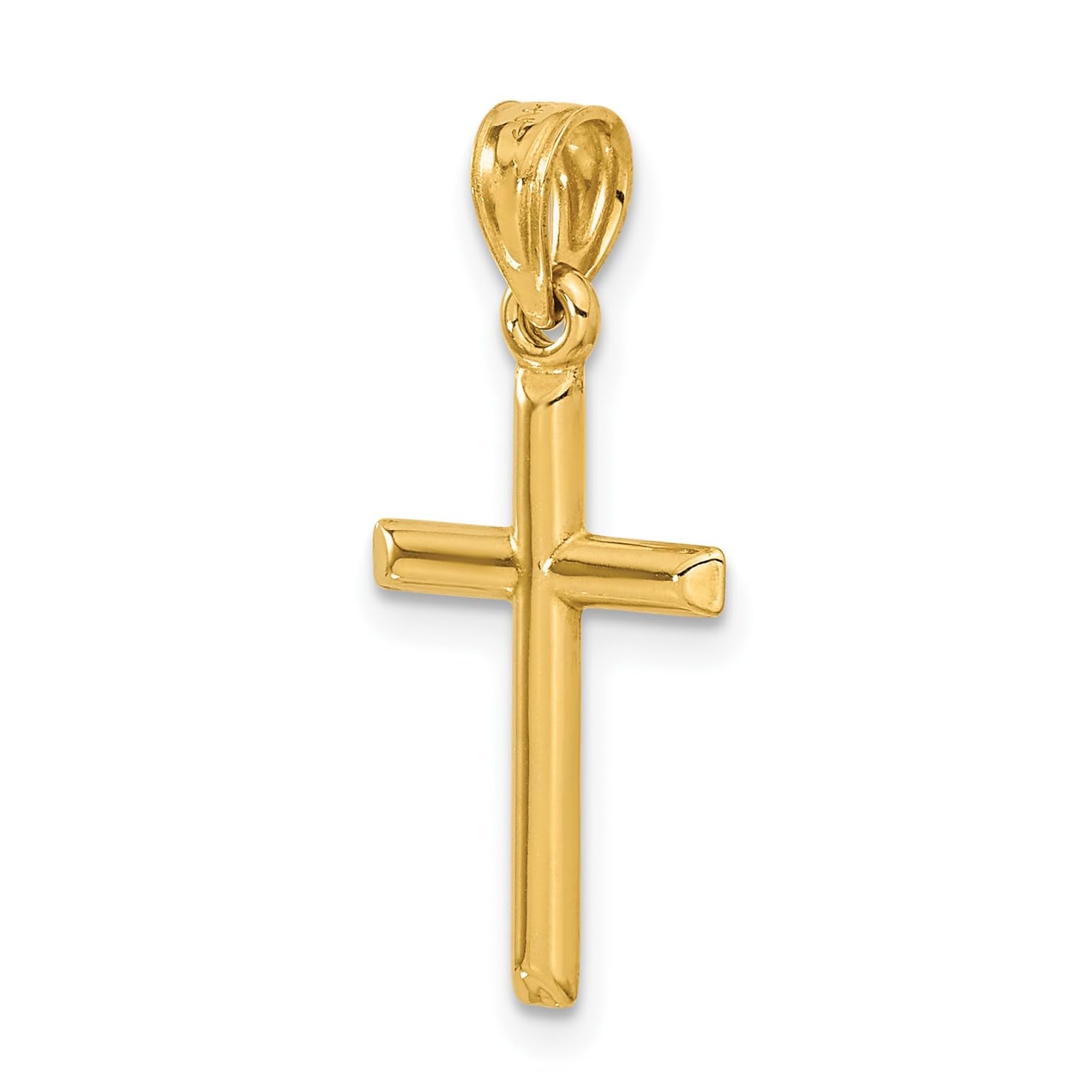 Jewelry Affairs Yellow Gold Cross Pendant Charm, High Polished Finish, 25x12mm (Yellow Gold)