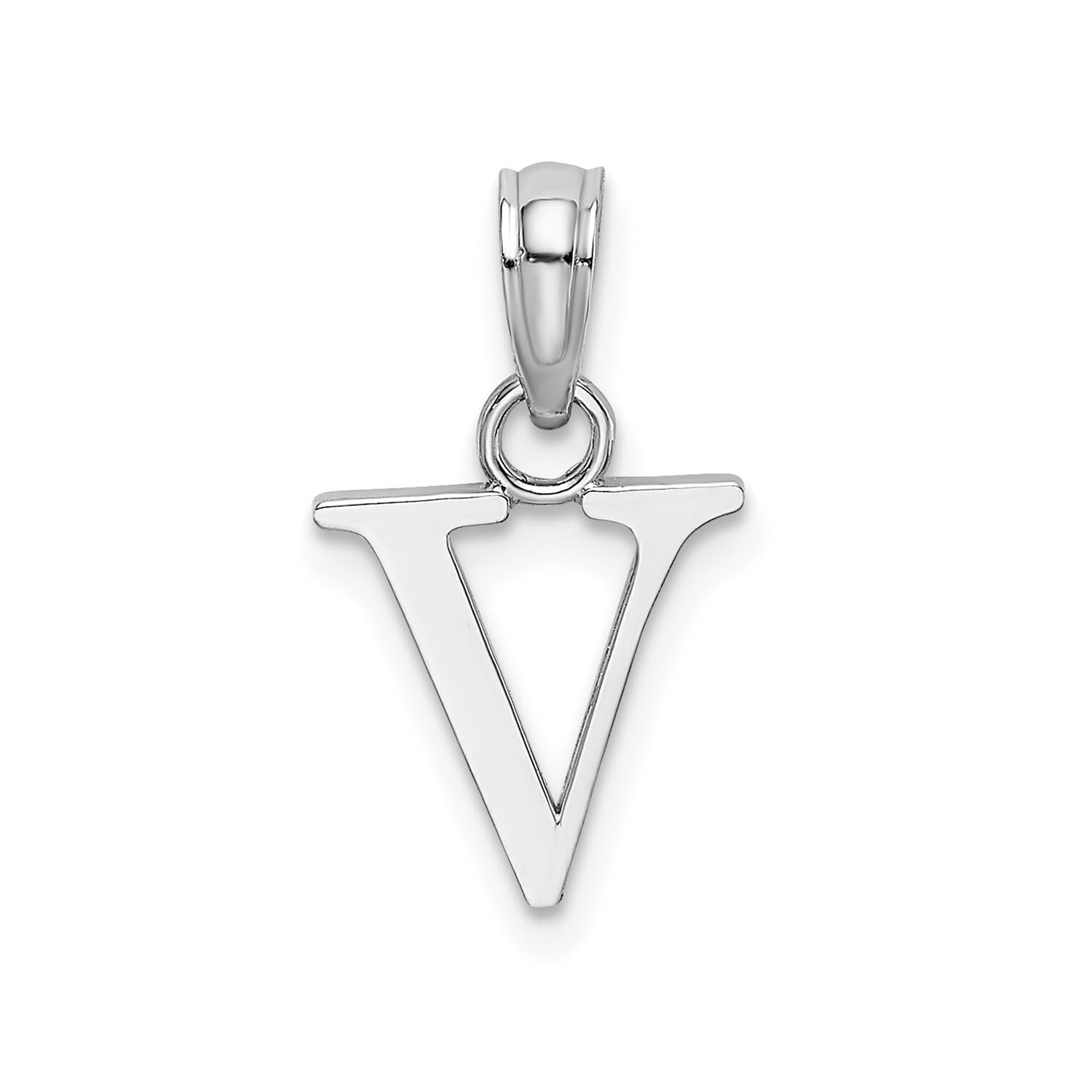 14K White Gold Block Font Letter Initial Pendant, 12x13mm