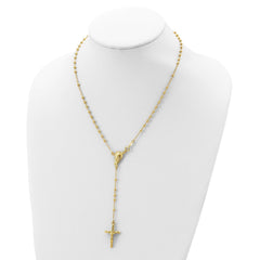 Jewelry Affairs Sterling Silver Gold Plated Religious Rosary Cross Necklace, 18 inch