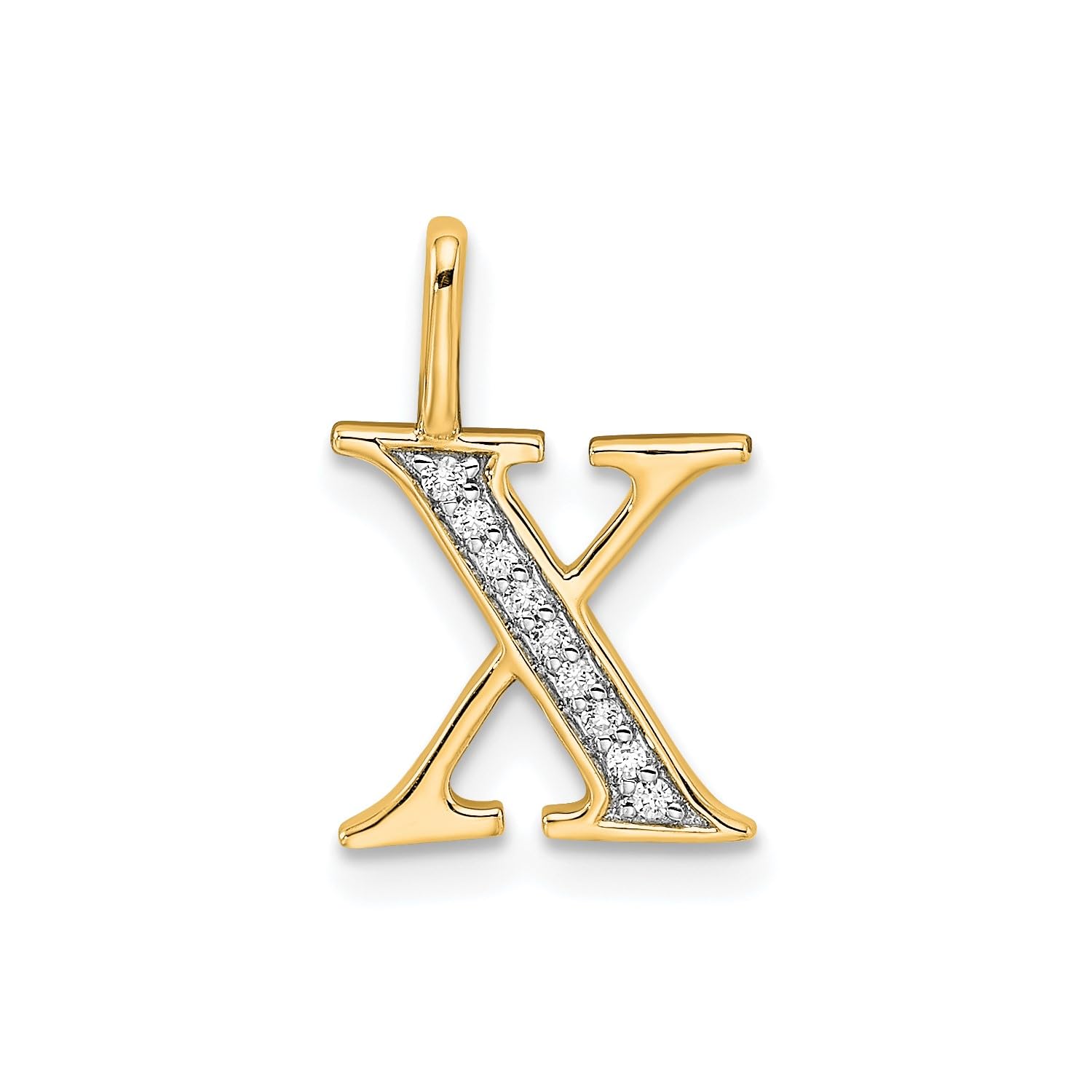 14K Yellow Gold Initial Monogram Letter Diamond Pendant