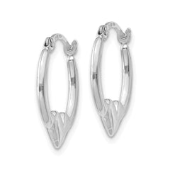 14k White Gold Heart Hoop Earrings, 17x14mm, Classic Design