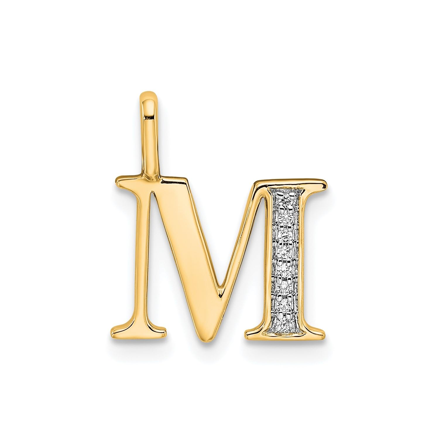 14K Yellow Gold Initial Monogram Letter Diamond Pendant