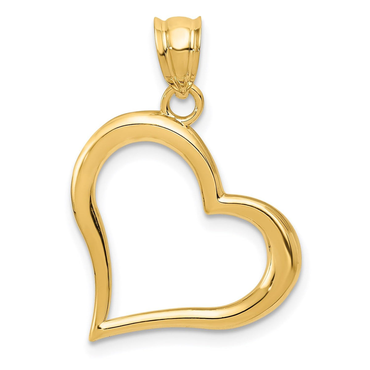 Jewelry Affairs 14K Yellow Gold Open Heart Pendant, Dangle Style, 25x19mm