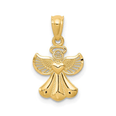 Jewelry Affairs 14k Yellow Gold Angel Pendant with Heart Design, 20x11 mm