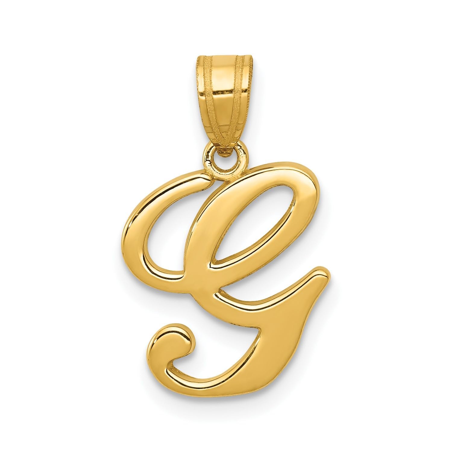 14K Yellow Gold Script Font Initial Monogram Pendant, 13mm