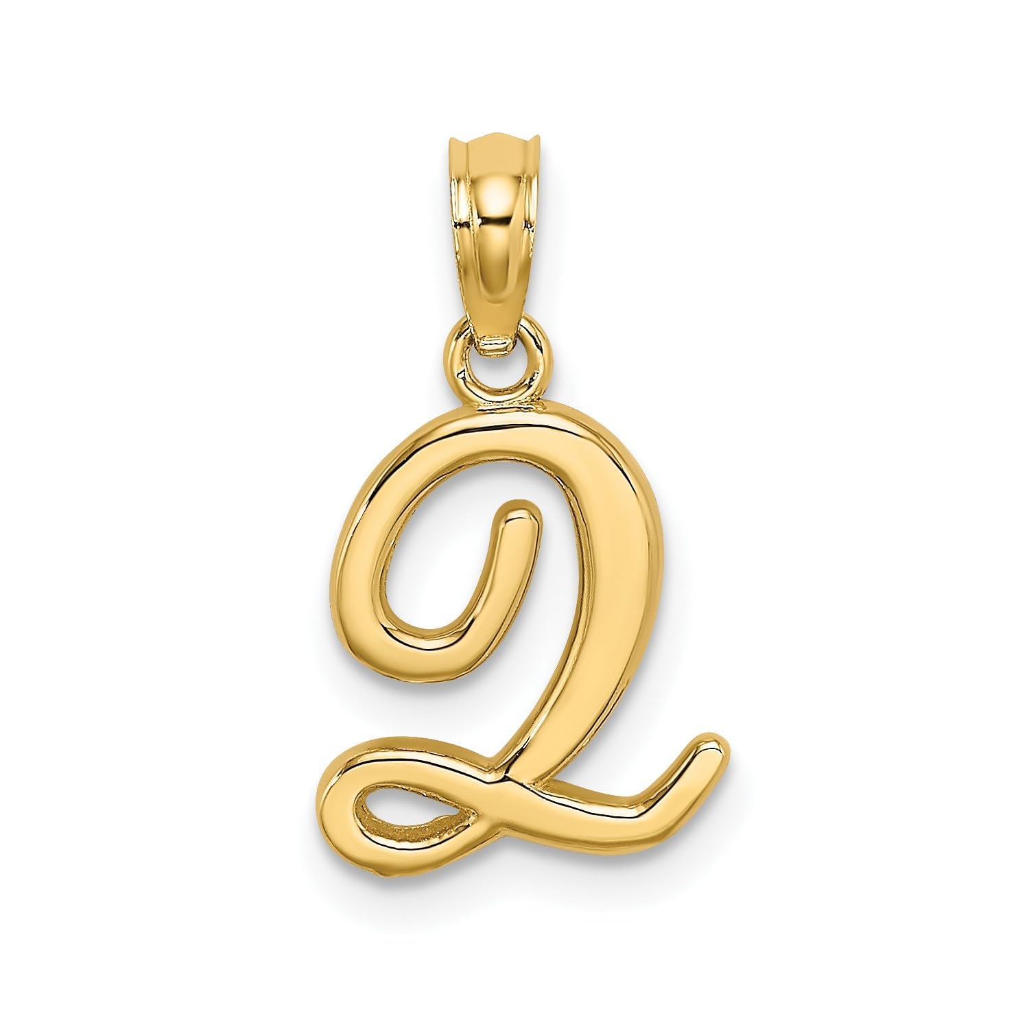 14K Yellow Gold Script Font Initial Monogram Pendant, 13mm