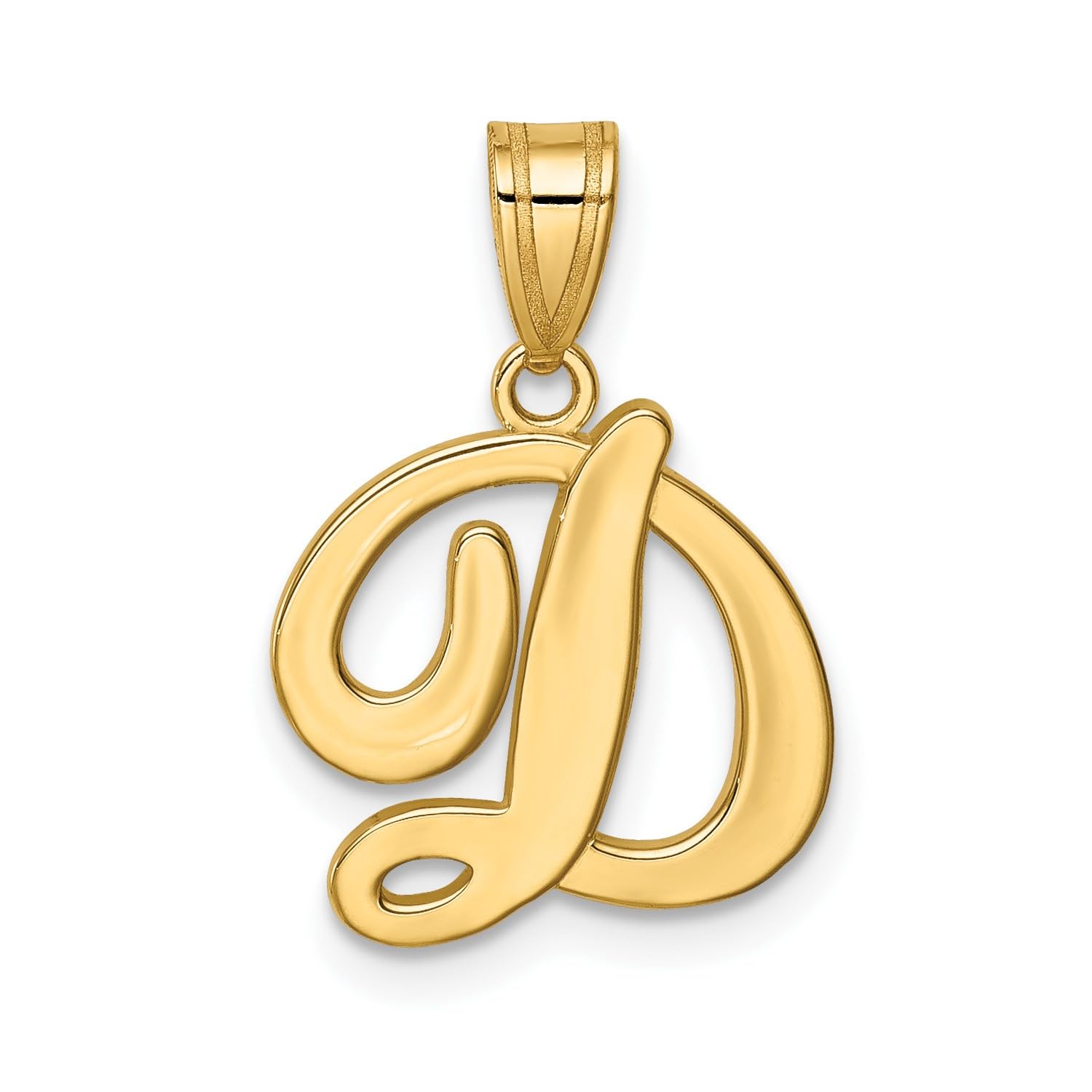 14K Yellow Gold Script Font Initial Monogram Pendant, 13mm