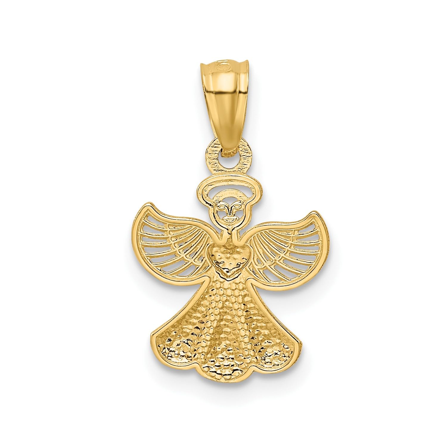 Jewelry Affairs 14k Yellow Gold Angel Pendant with Heart Design, 20x11 mm