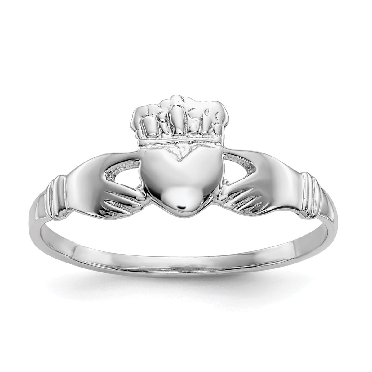 14k White Gold Women's Claddagh Ring, Size 6