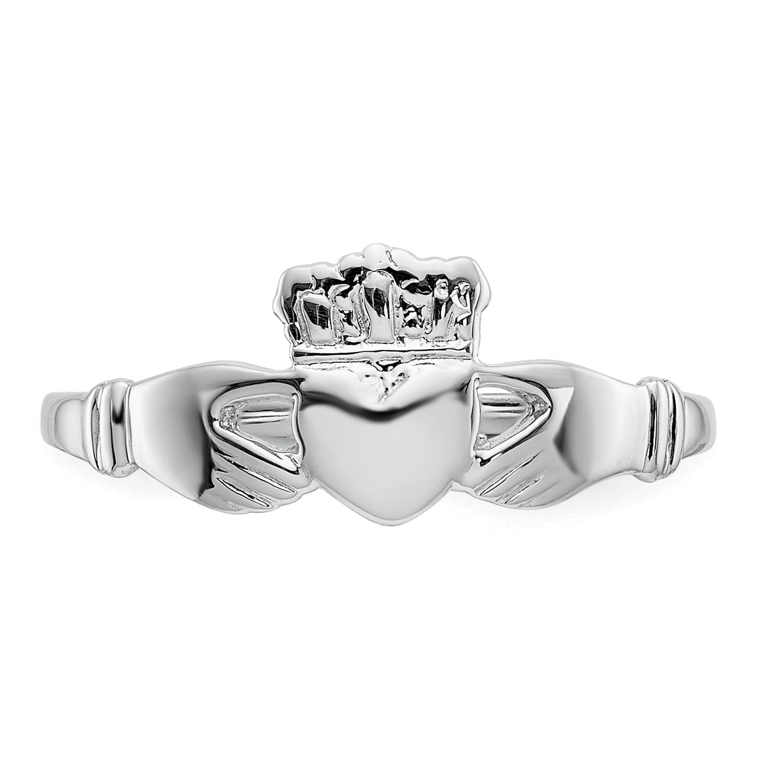 14k White Gold Women's Claddagh Ring, Size 6