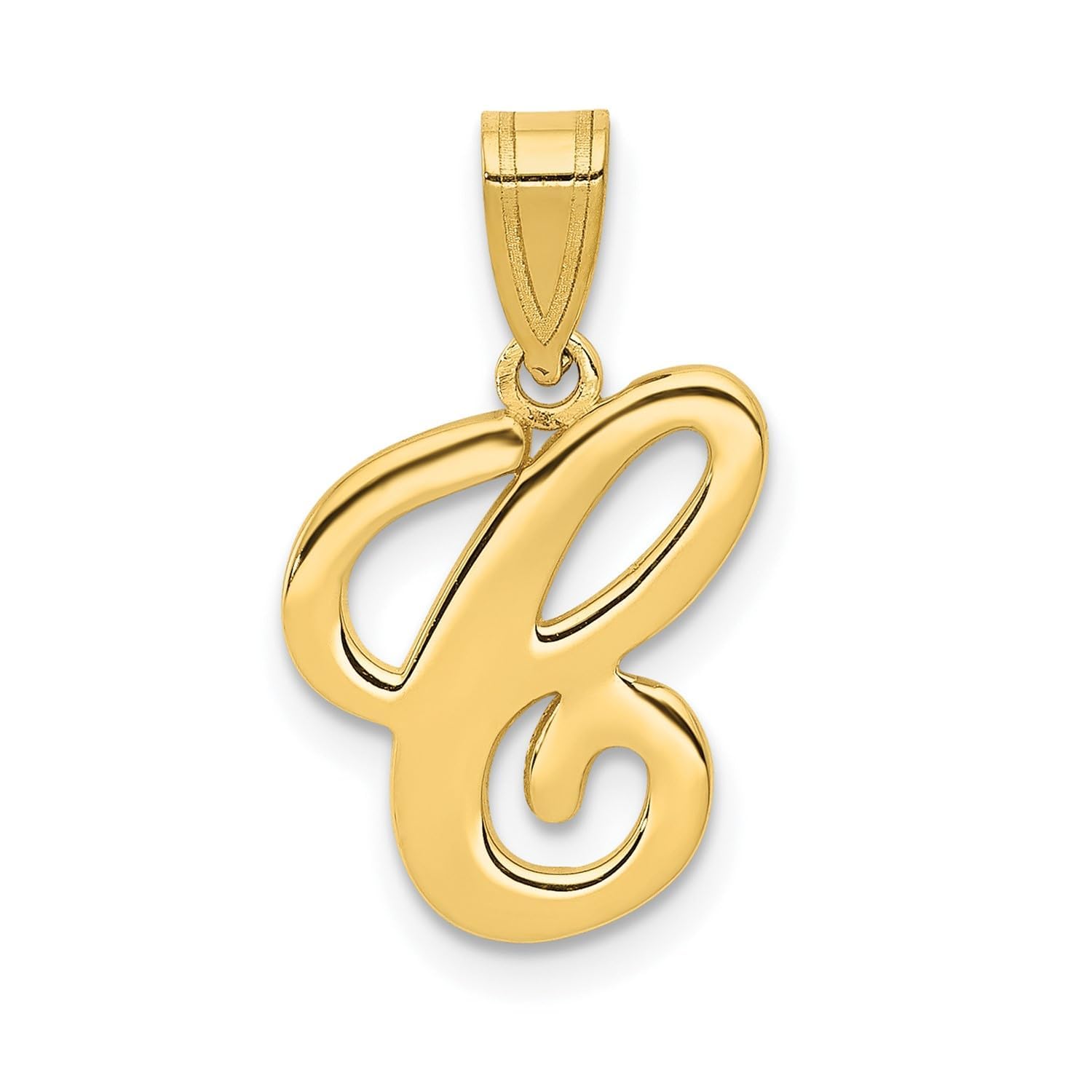 14K Yellow Gold Script Font Initial Monogram Pendant, 13mm