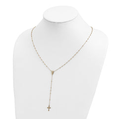 Jewelry Affairs 14K Yellow Gold Religious Rosary Y-Necklace with Cross and Beaded Chain, 19.5 Inches